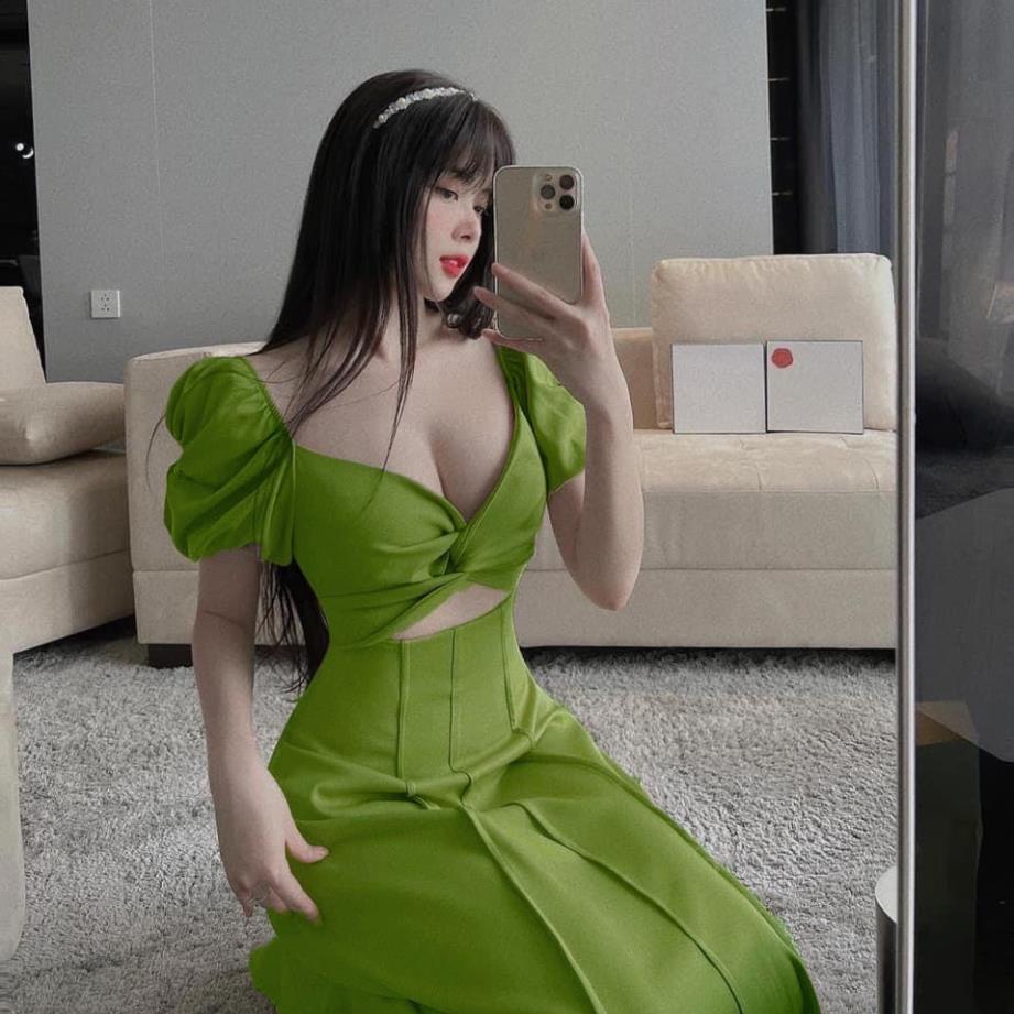 [ 𝐅𝐑𝐄𝐄 𝐒𝐇𝐈𝐏 ]  VÁY NỮ RÚM NGỰC TAY BỒNG HỞ EO ĐẦM MAXI