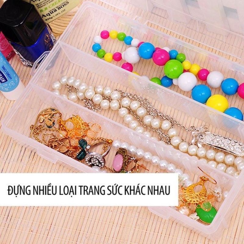 Hộp Đựng Trang Sức Màu Trắng Trong Suốt 15 Ngăn Tháo Ráp Tiện Dụng