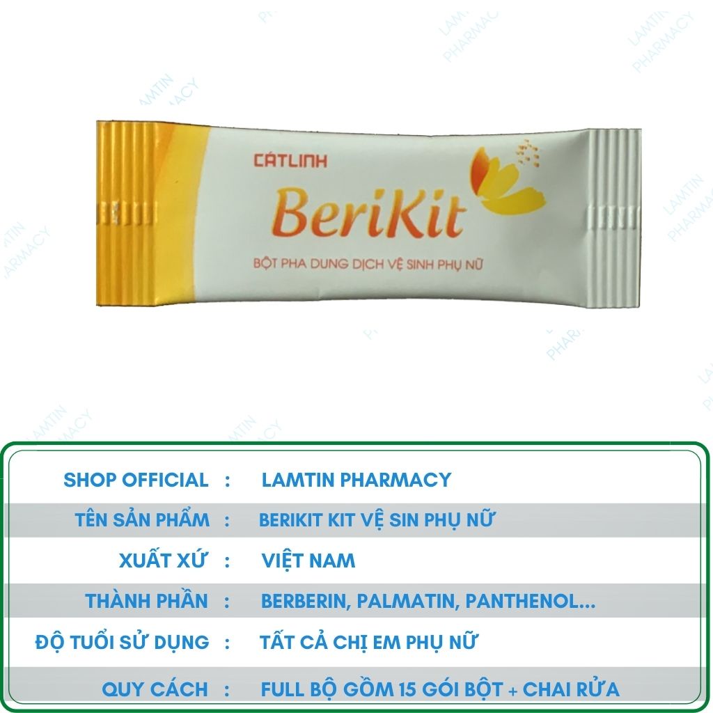 Berikit Bộ thụt rửa vệ sinh phụ nữ  kèm 15 gói muối - dung dịch vệ sinh phụ khoa rửa sâu - của dược Cát Linh