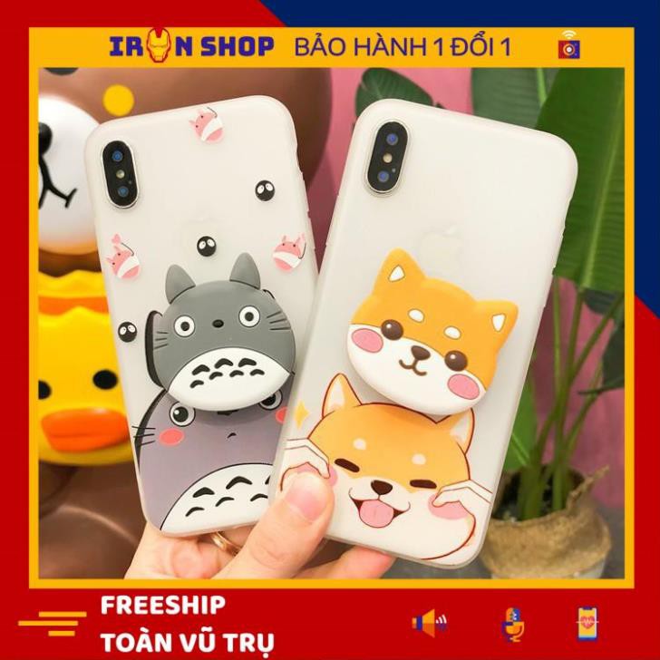 ỐP LƯNG IPHONE - ỐP LƯNG CÚN YÊU VÀ TOTORO (Tặng Popsocket)
