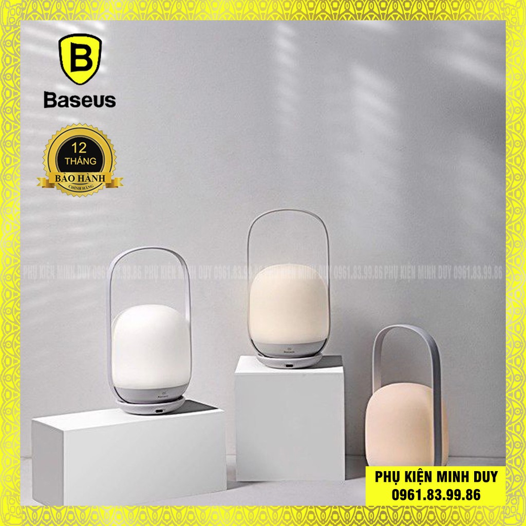 Đèn ngủ tiện dụng Baseus Moon-white Dimming Portable Lamp (Pin sạc 30 giờ hoạt động, 3000K/4000K/5000K...) 🍀