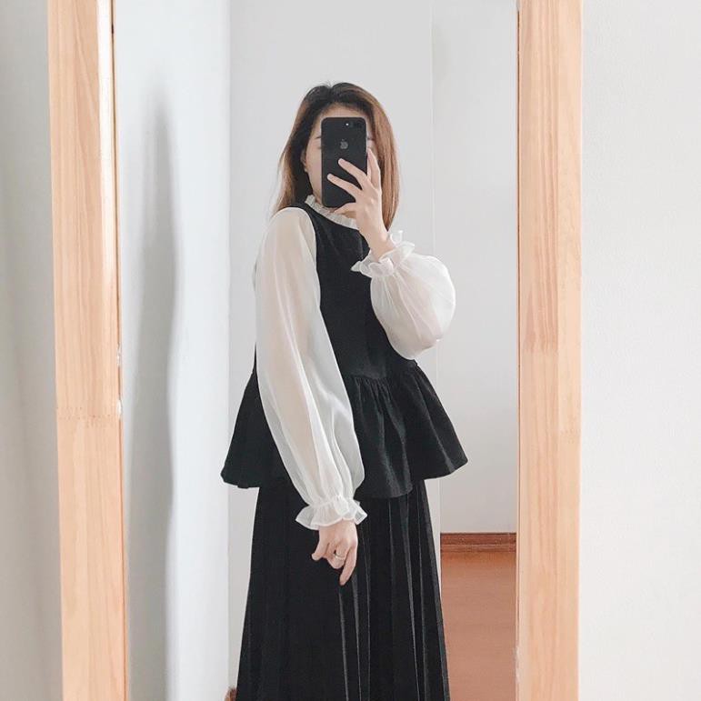 Sơ Mi Phối Ogazan Dáng Babydoll- Hàng Thiết Kế Cao Cấp made by TeamLU