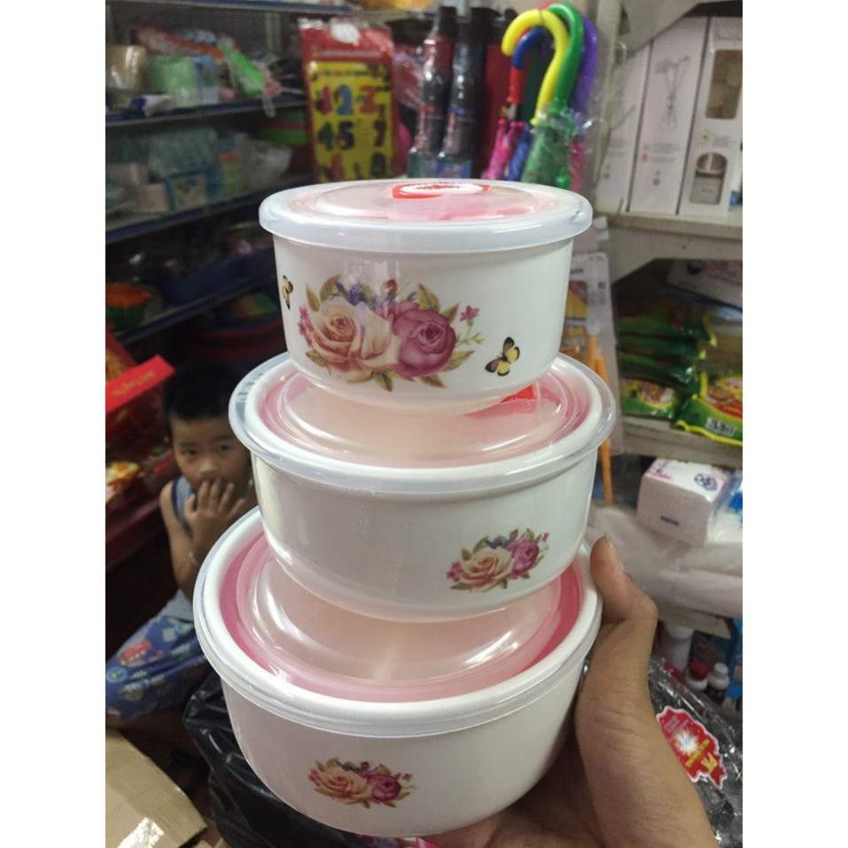 Bộ bát hoa hồng có nắp đậy, có hộp đựng sang trọng