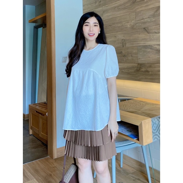 EVERMOM | Chân váy short bầu kaki có chun điều chỉnh