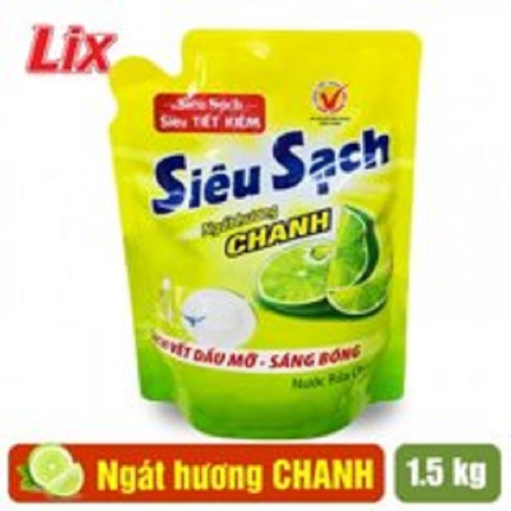 Nước rửa chén Lix 1,5kg hương trà xanh/Hương Chanh