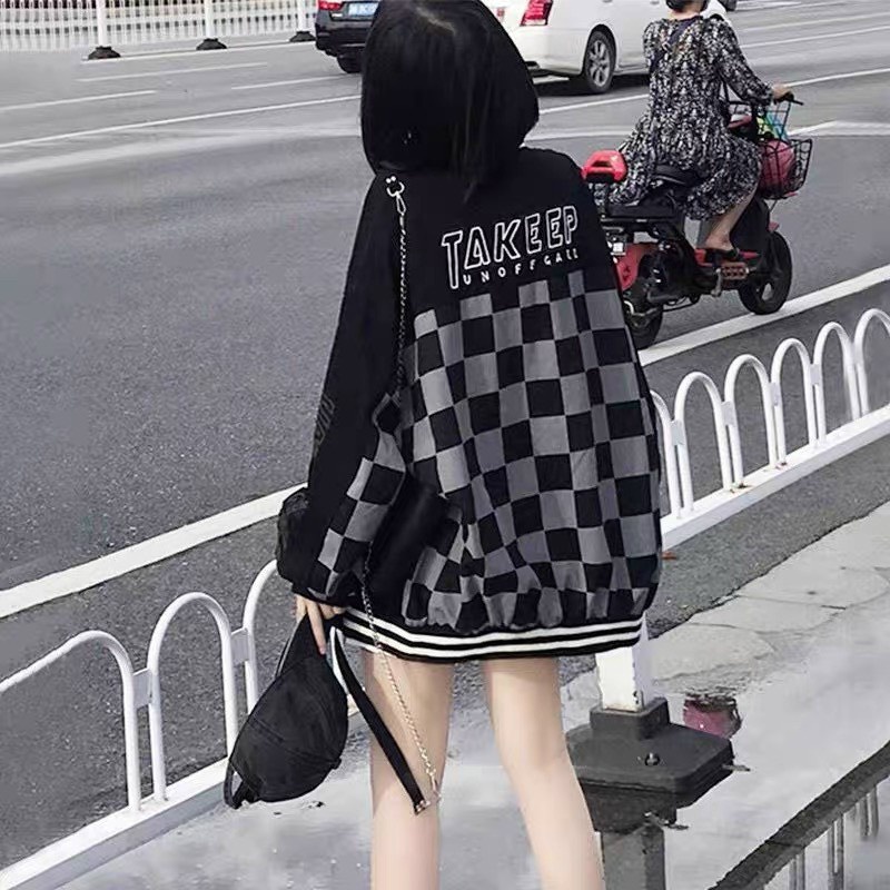 Áo khoác bomber bàn cờ form rộng unisex nam nứ siêu hot