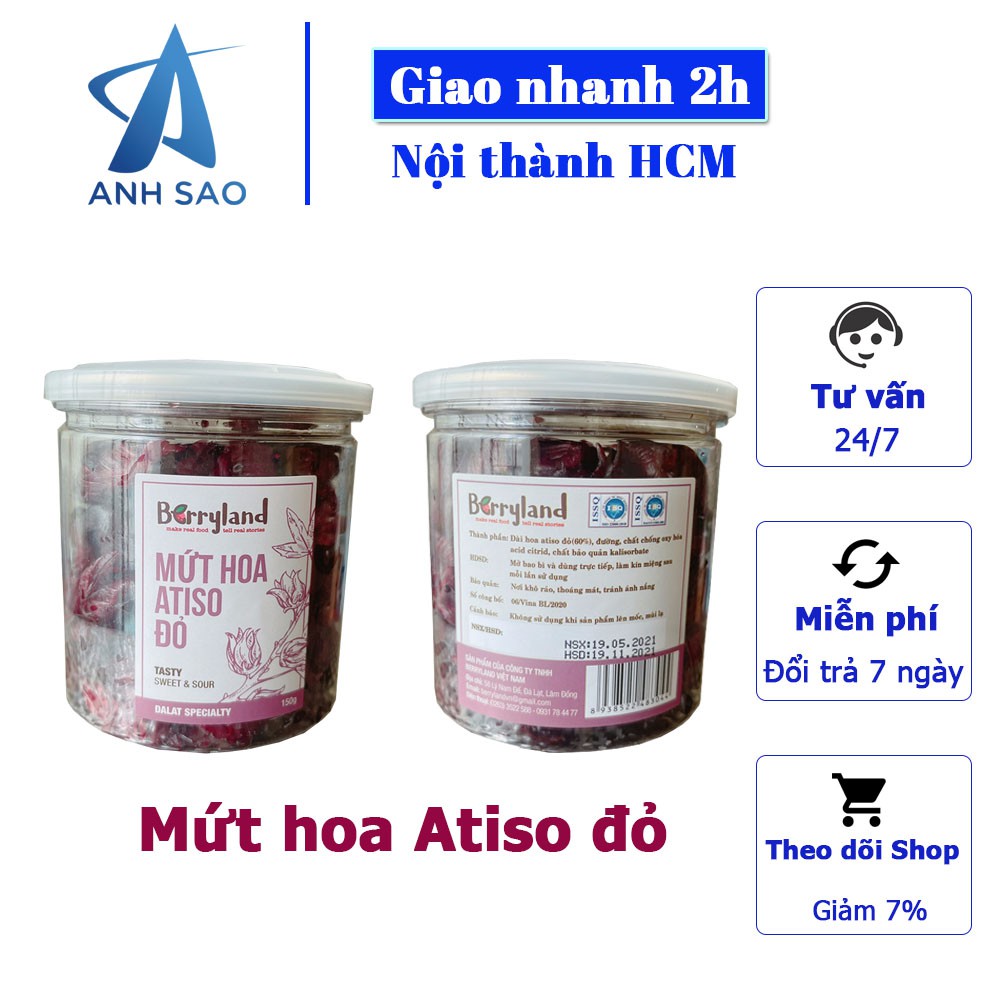 [DATE MỚI] Mứt hoa Atiso đỏ BerryLand 150g - Đồ ăn vặt lý tưởng - Đặc sản Đà Lạt - Quà tặng ý nghĩa cho bạn bè, gia đình