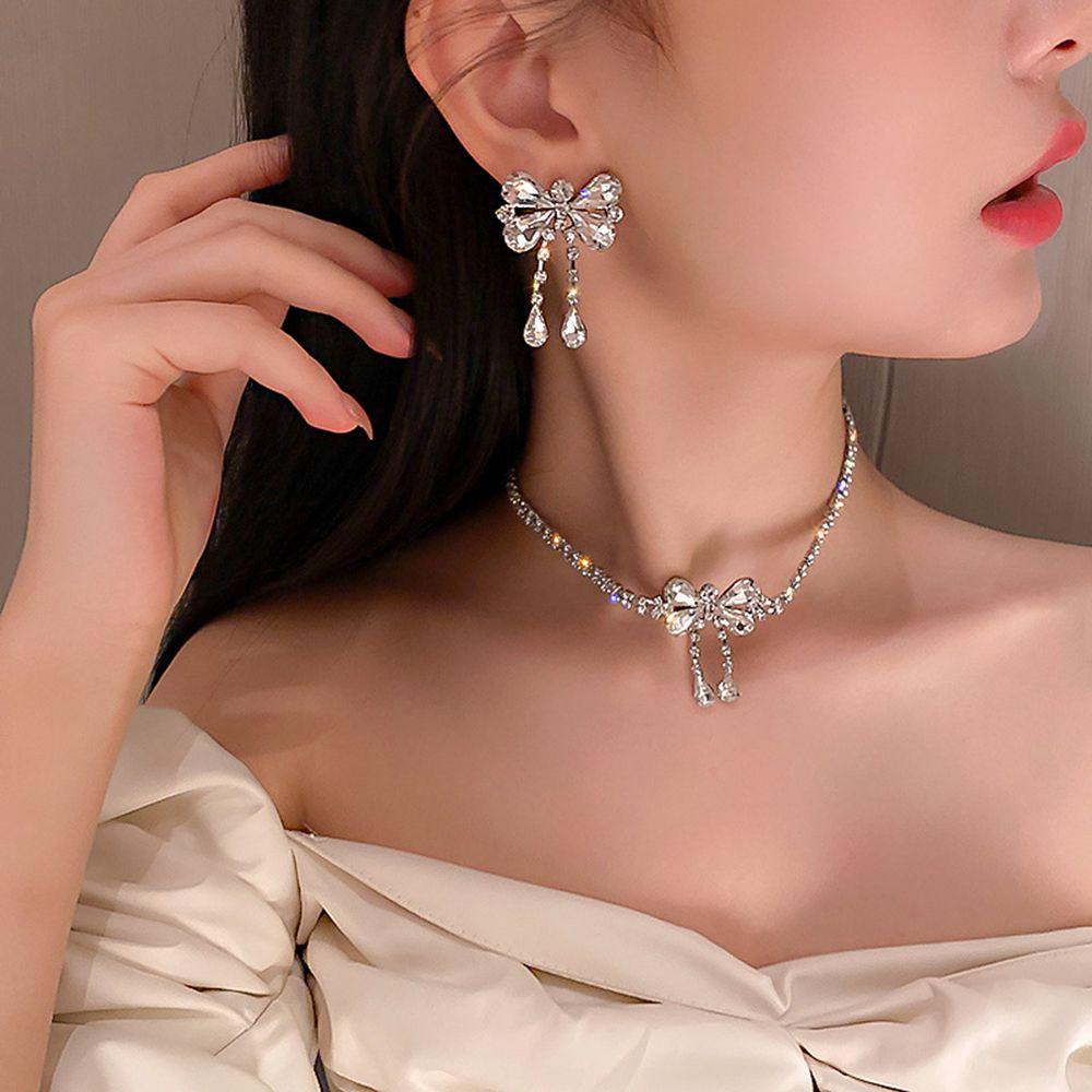 Vòng Cổ Mặt Nơ Đơn Giản Cá Tính Hợp Thời Trang Cho Nữ|Băng Đô Cài Tóc Bằng Hợp Kim Phong Cách Hàn Quốc