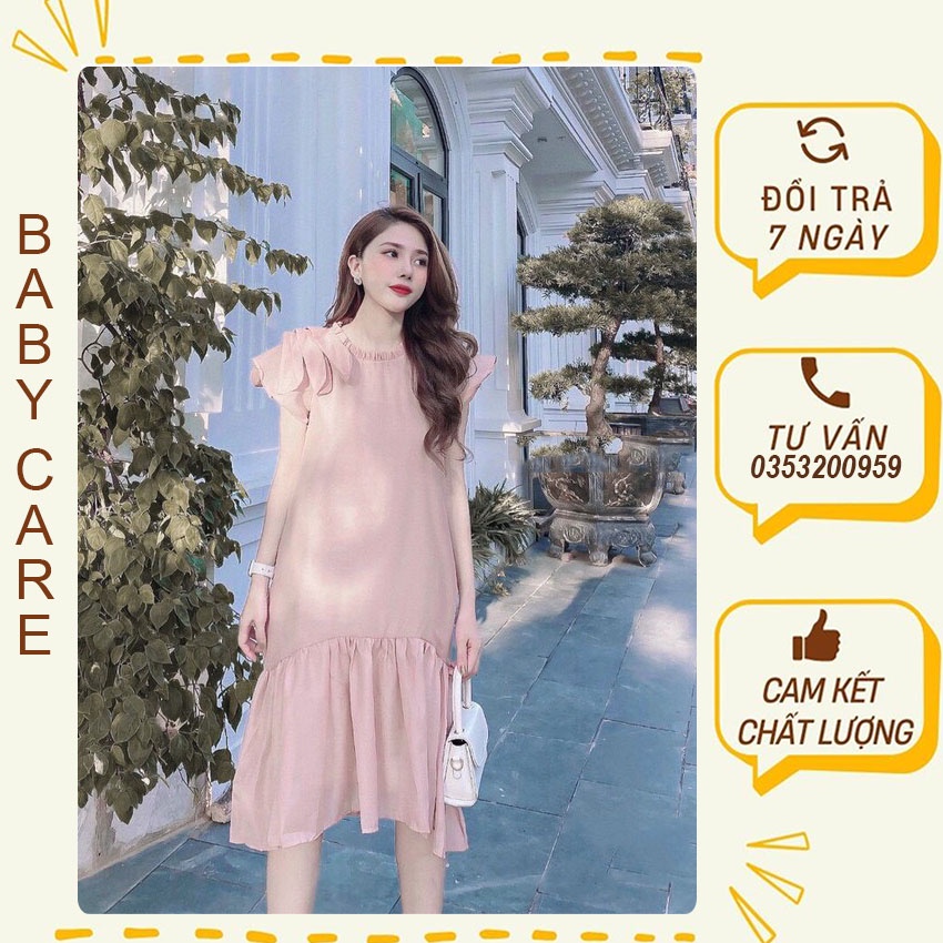 VÁY BẦU CÔNG SỞ-ĐẦM BẦU HÈ THIẾT KẾ NƠ VAI SÁT NÁCH ĐIỆU ĐÀ TRẺ TRUNG CHO MẸ BẦU FREE SIZE