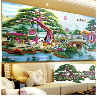 Tranh đính đá  vinh quy bái tổ 180x85cm
