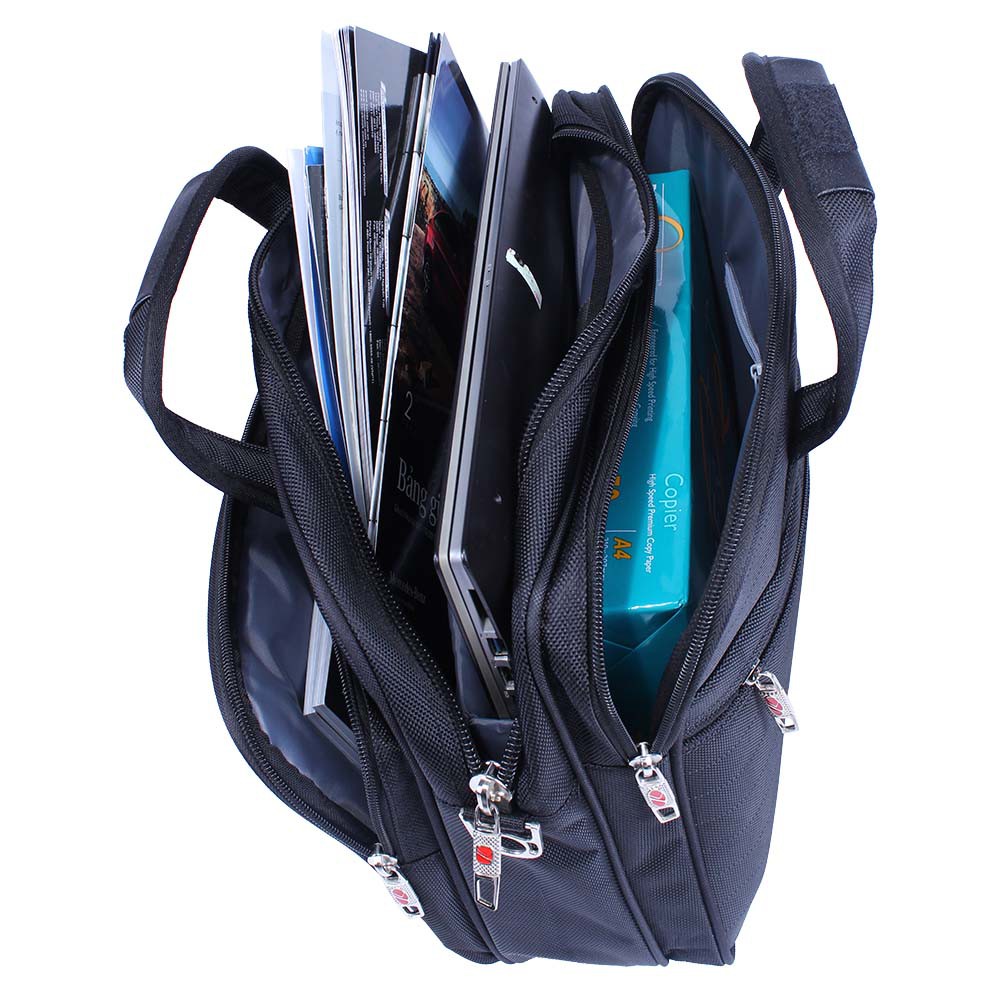 Cặp văn phòng, cặp laptop 14 inch, có quai đeo chéo, nhiều ngăn KL19 đen | BigBuy360 - bigbuy360.vn