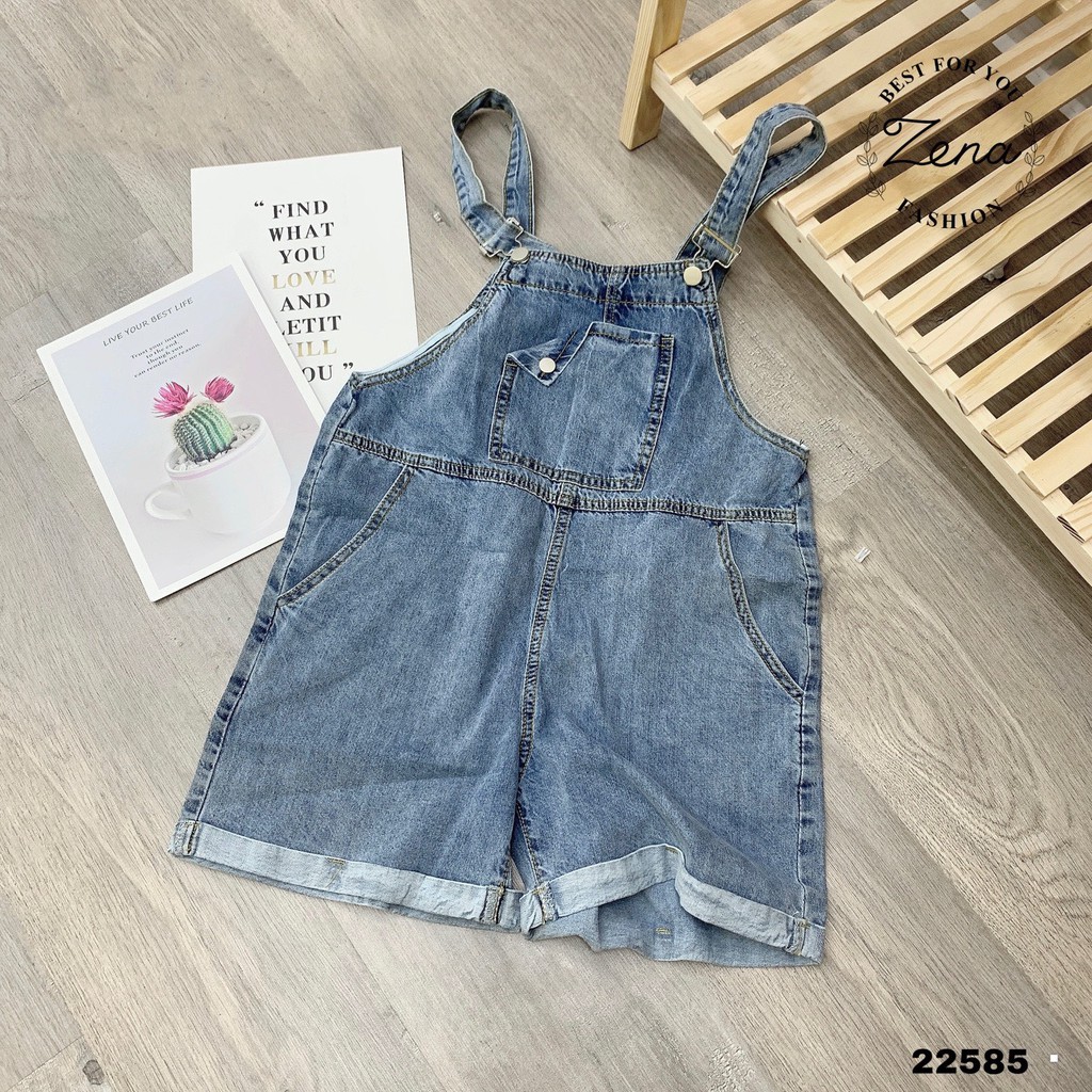 22585	V22585-Quần Yếm sooc bò túi ngực gập 2873 CV