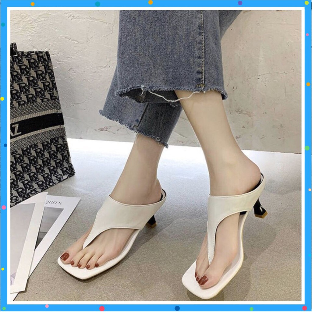 Guốc Đế Vuông Cao Gót Mã LC_G19 Cao 5CM ( trắng và đen) Đẹp Sang