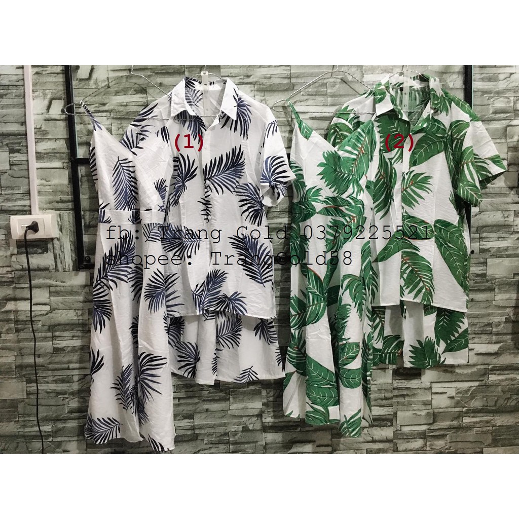 set đôi đi biển gồm 1 váy nữ + 1 bộ quần áo nam