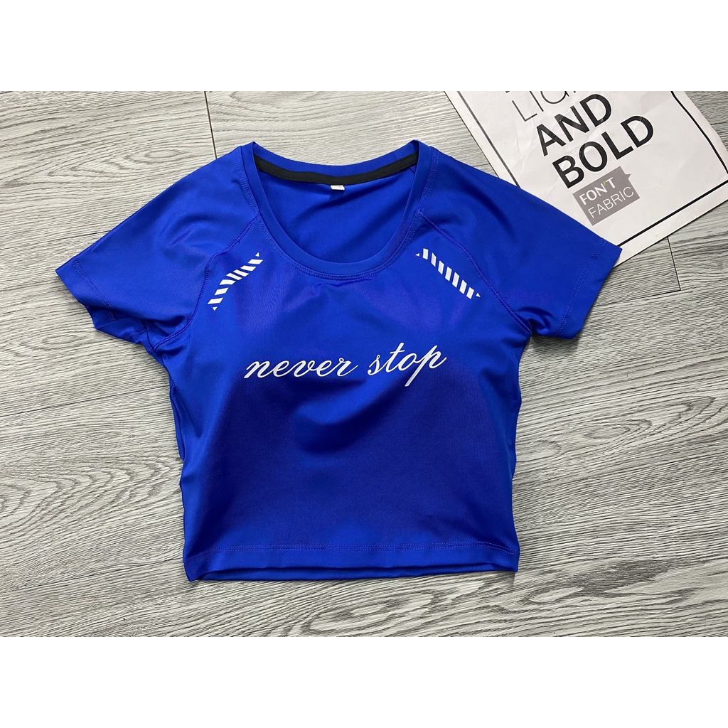 [ FREE SHIP ] Áo Croptop Nerver Stop, Chất Poly 4 Chiều Cực Mát