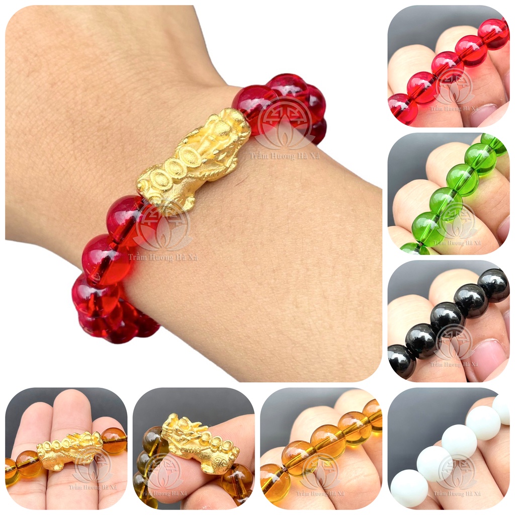 Vòng tay đá phong thủy mix tỳ hưu HÀ XÁ đeo tay cặp đôi nam nữ mệnh kim mộc thủy hỏa thổ may mắn bình an tài lộc