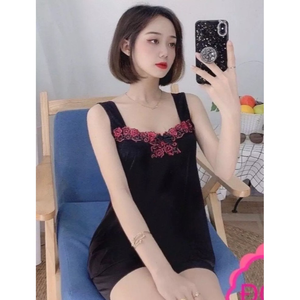 ĐỒ BỘ NGỦ THUN LẠNH đùi dây bản RFEESIZE PHỐI REN SEXY 45-60KG TÙY CHIỀU CAO | BigBuy360 - bigbuy360.vn