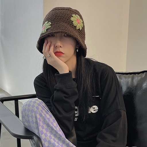Mũ Bucket Dệt Kim Phong Cách vintage Thời Trang Thu Đông Dành Cho Nữ