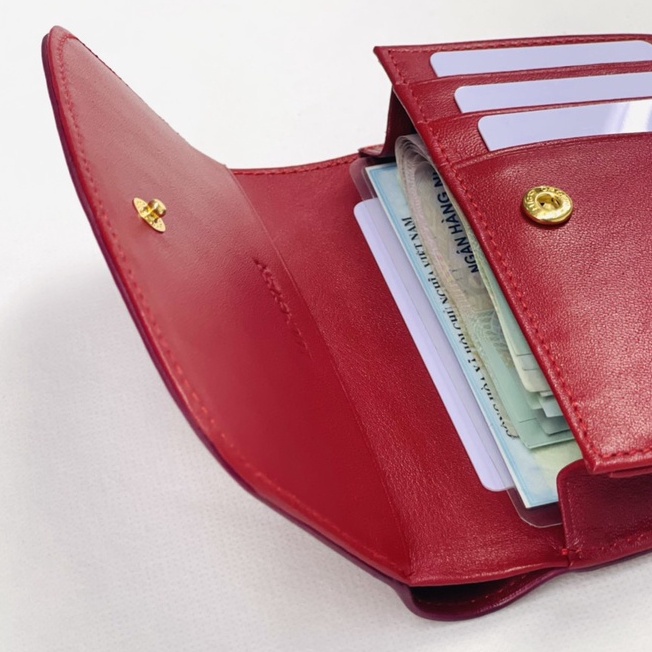 Ví nữ  cầm tay  3 gấp da thật nhập khẩu nắp cong thời trang công sở fubox bảo hành 12 tháng,(shop nhân khắc tên )