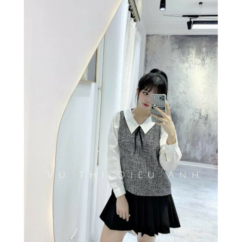 Áo Sơ mi dạ pha tay