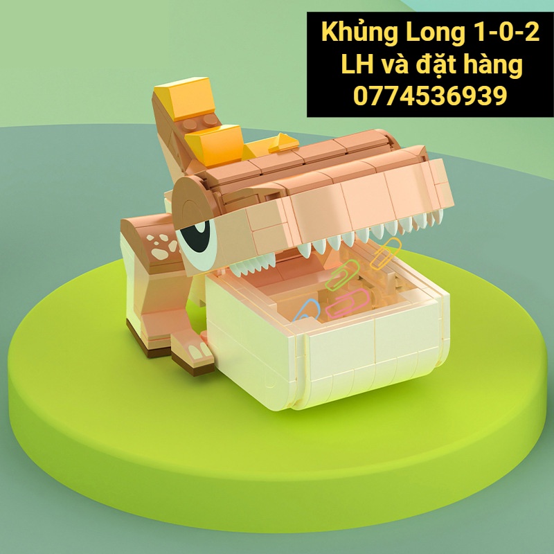 Đồ Dùng Lắp Ráp Xếp Hình Khủng Long Văn Phòng Phẩm Giá Đỡ Điện Thoại Hộp Đựng Bút Khung Ảnh Heo Đất Giá Sách