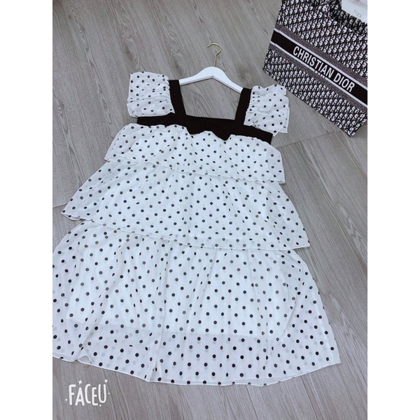 Đầm bầu váy bầu MAMADRESS thiết kế voan mềm 2 lớp tiểu thư công chúa chấm bi sang chảnh mặc đi làm đi chơi đi tiệc đẹp