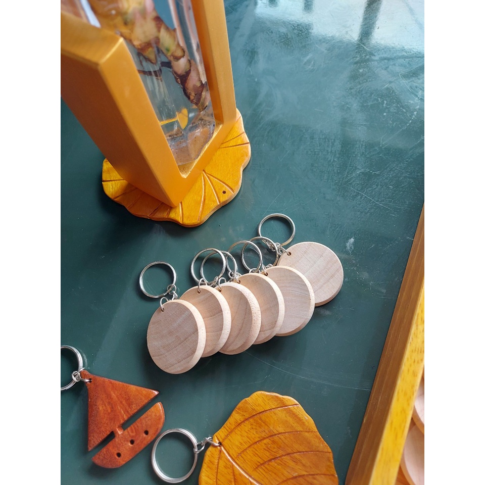 Móc khóa khắc laser, móc khóa hoa lá, móc khóa 12 con giáp, móc khóa gỗ tự nhiên, phôi móc khóa tròn