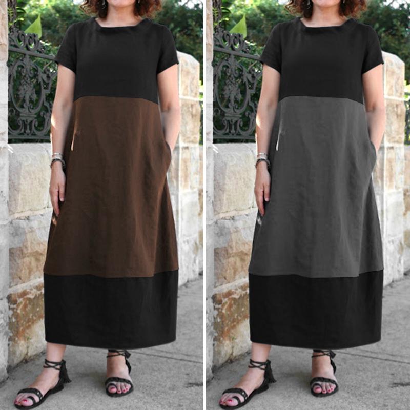 Đầm Maxi tay ngắn thiết kế oversized cho nữ