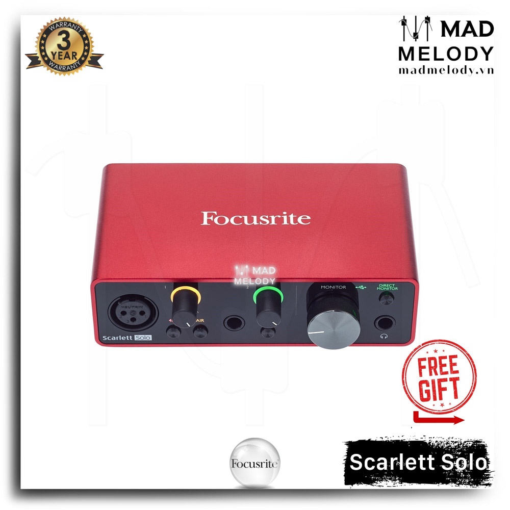 Focusrite Scarlett Solo USB Audio Interface (3rd Gen) [soundcard thu âm livestream Gen 3 chất lượng cao, Brand New]