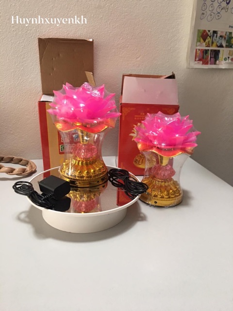 [HÀNG ORDER] Cặp đèn Led hoa sen Trang trí bàn thờ Phật gặp nhiều may mắn được dùng pin tiểu hoặc cấm điện