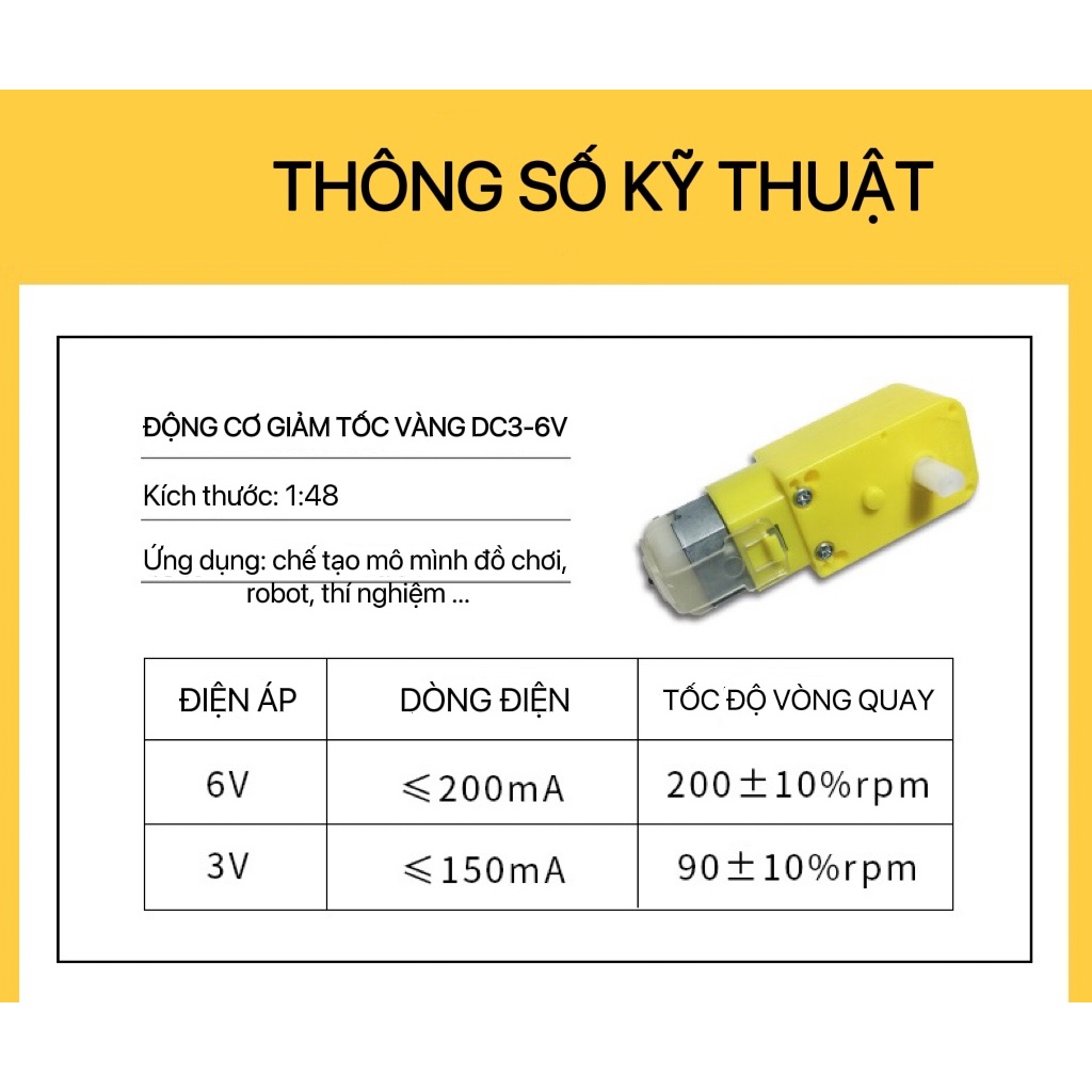 Động cơ giảm tốc vàng + bánh xe vàng