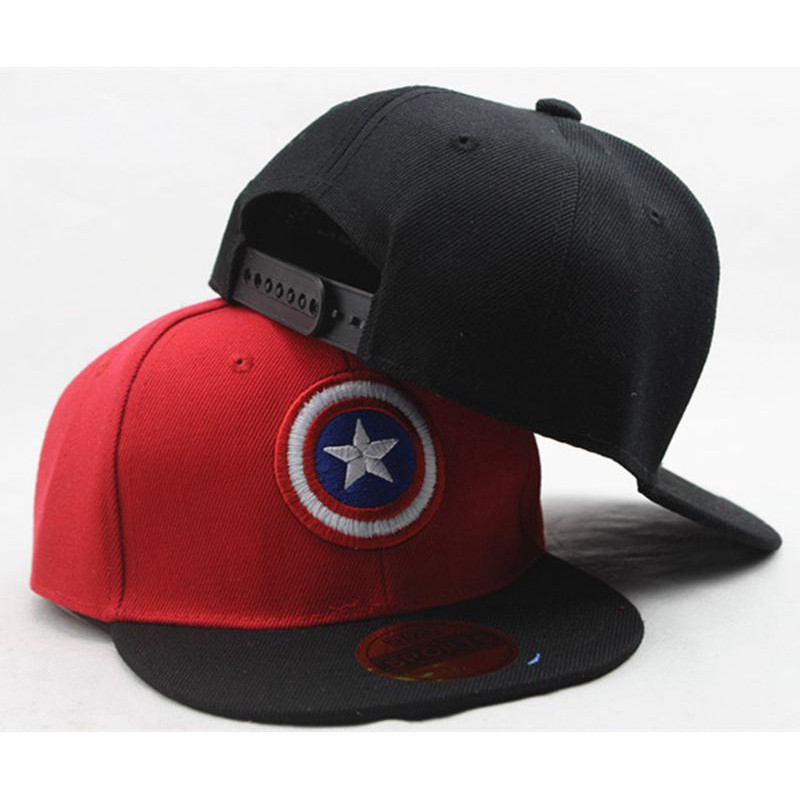 Mũ snapback họa tiết Captain màu đỏ đen thời trang mùa hè dành cho bé trai 3-8 tuổi