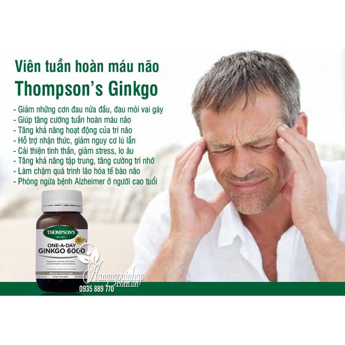 Viên uống bổ não và tuần hoàn máu não - Thompson's One a day Ginkgo 6000mg (60 Viên)