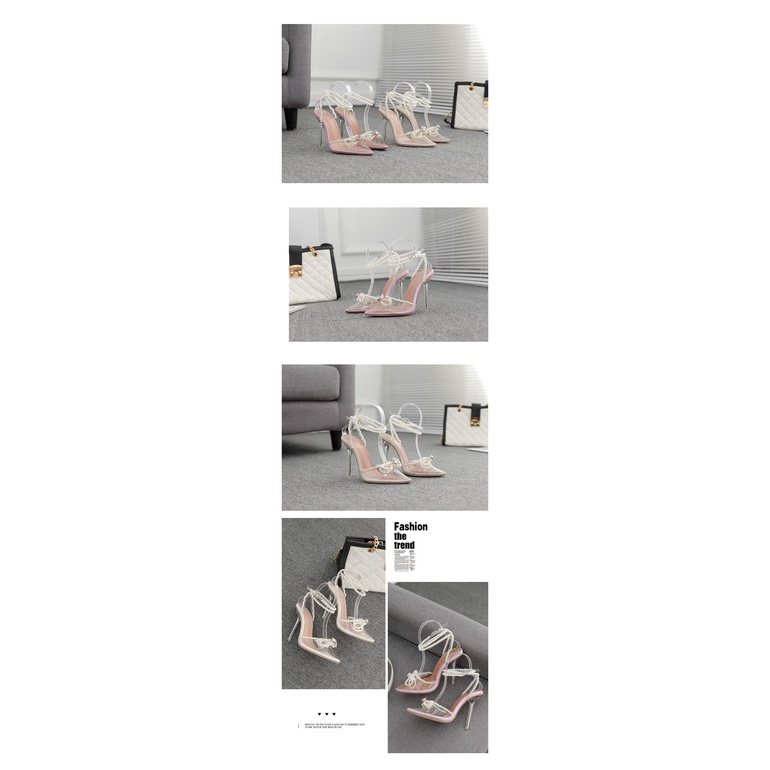 Giày Cao Gót 4.53 Inches Cỡ Lớn Đính Đá Ngọc Trai Thời Trang
