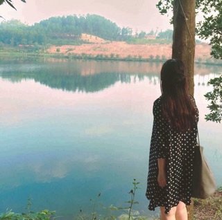 Váy suông chấm bi