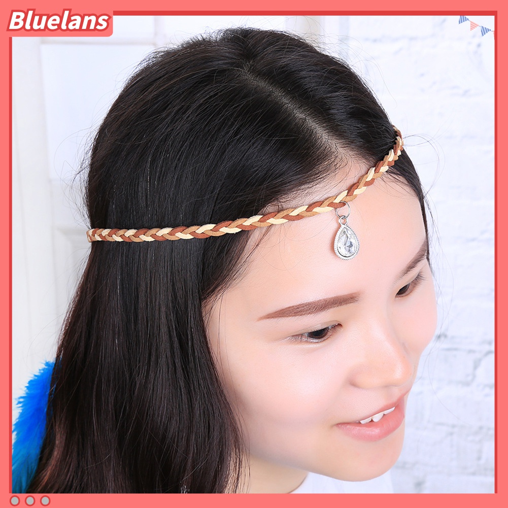 Băng Đô Bện Dây Đính Lông Vũ Kiểu Bohemia 48h Cho Nữ