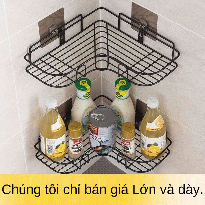 đục lỗ miễn phí Kệ phòng tắm liền khối bằng sắt rèn giá ba chân nhà vệ sinh giỏ treo bếp tường