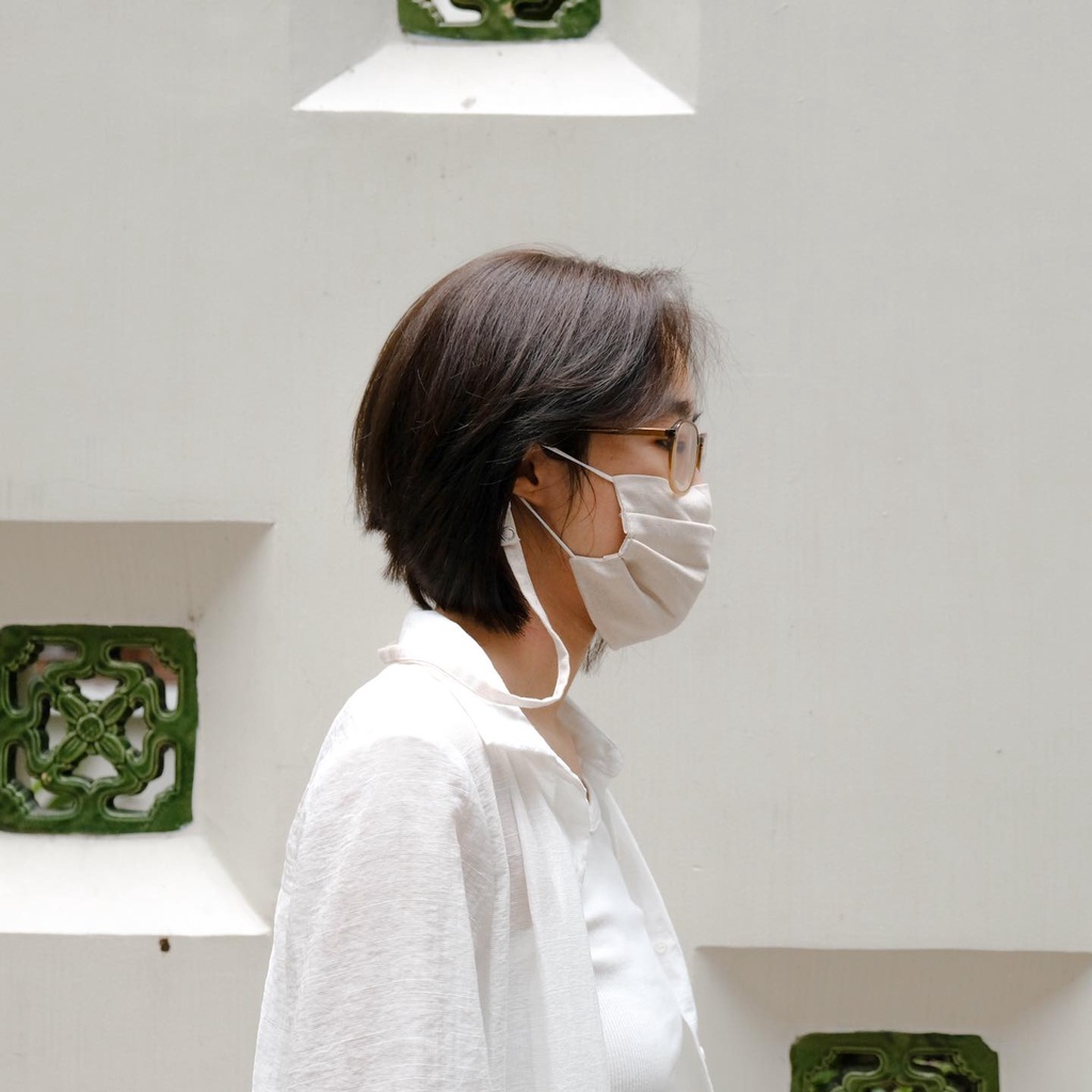 KHẨU TRANG VẢI LINEN 3 LỚP  - KÈM DÂY ĐEO