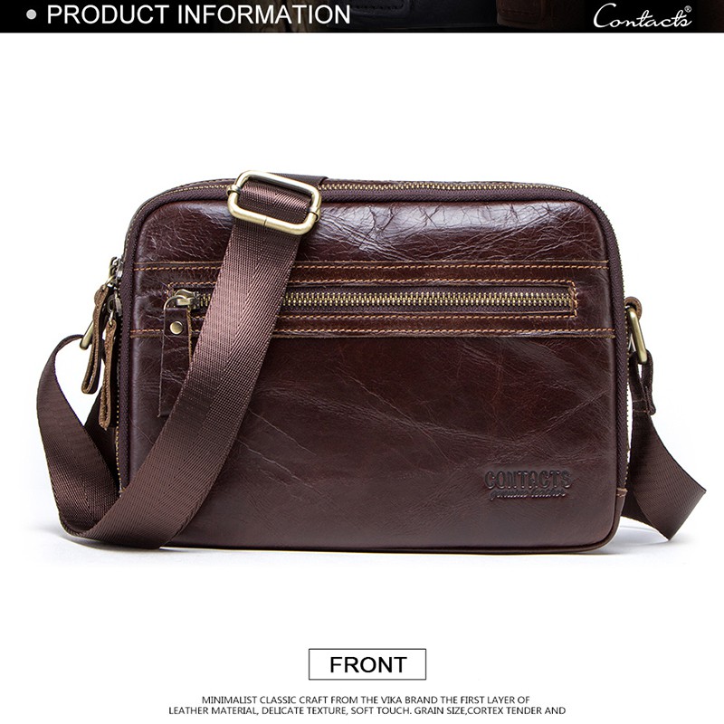 Túi Đeo Chéo CONTACT’S MB117 Bằng Da Bò Thời Trang Cao Cấp Sành Điệu Cho Nam Nữ