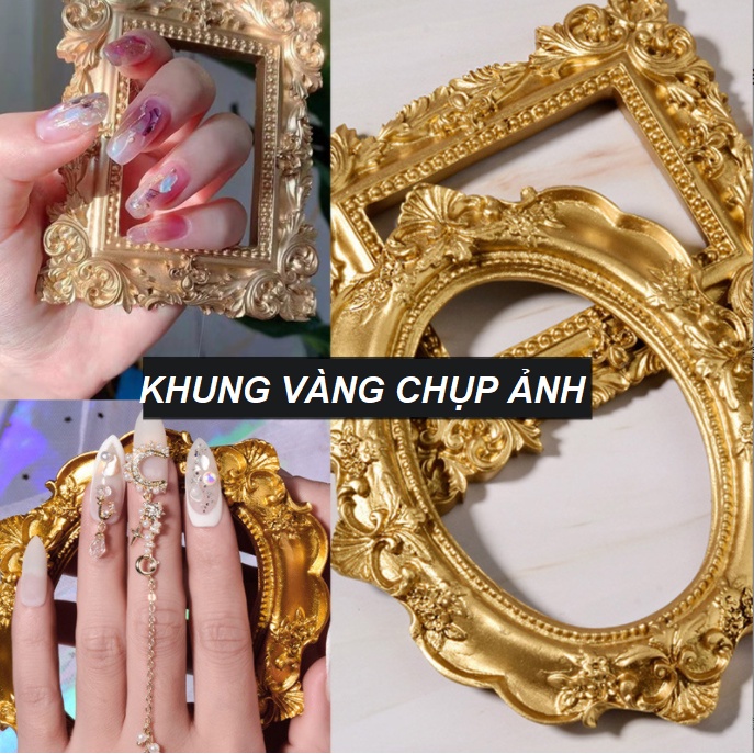 Khung Hoa Văn Cổ Điển Nghệ Thuật Gold | Đạo Cụ Chụp Ảnh Móng