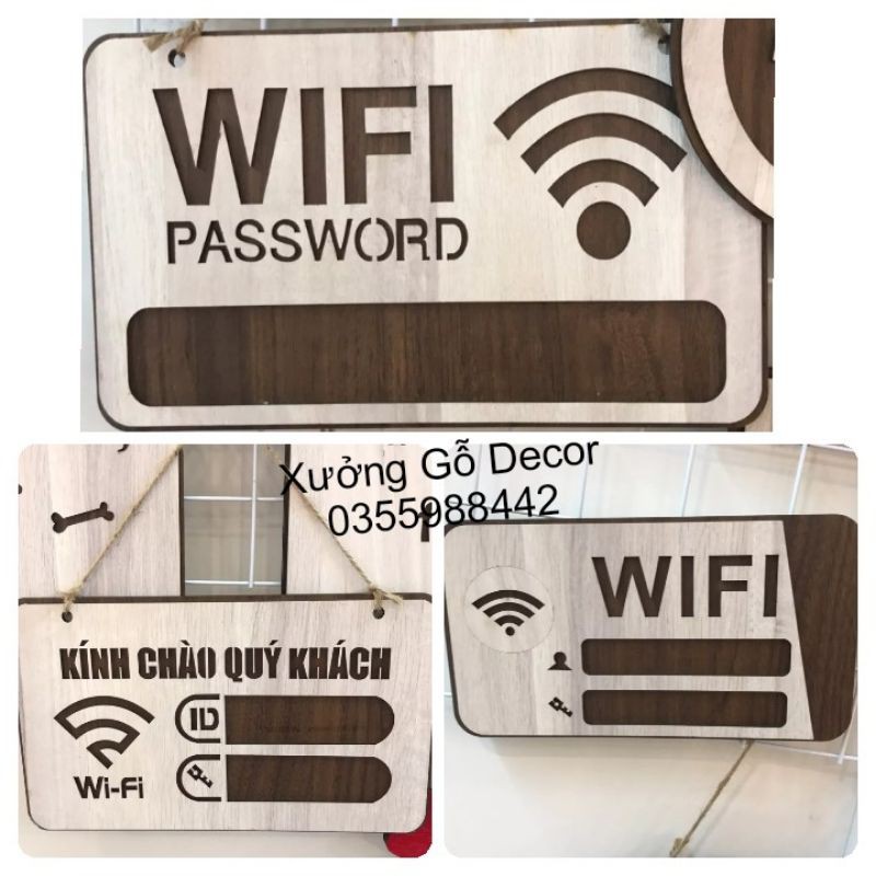 [Siêu Rẻ Đẹp] Bảng Thông Tin Wifi Bằng Gỗ Decor Shop, Cửa Hàng