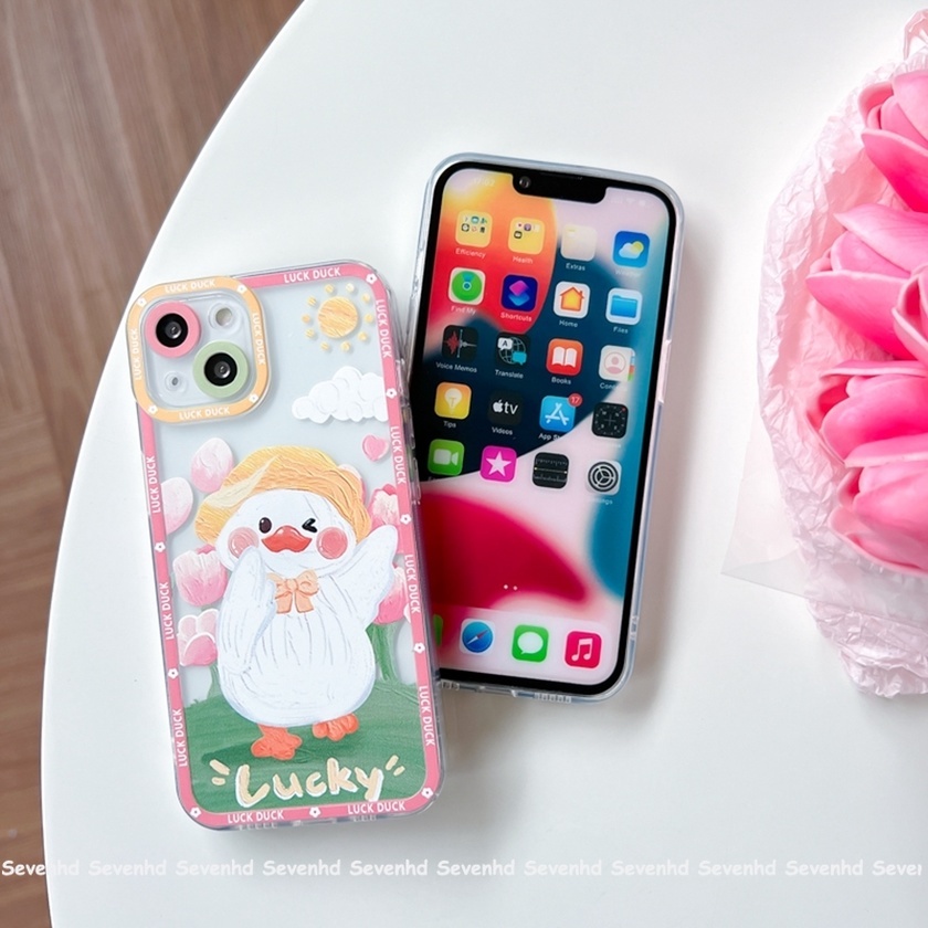Ốp Điện Thoại Mềm Họa Tiết Vịt Hồng Đáng Yêu Cho Compatible For iPhone 13 12 11 Pro Max SE2020 X XR XS Max 8 7 6 6s Plus