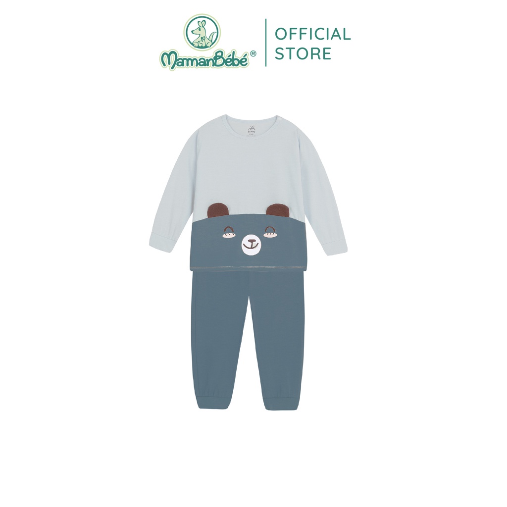 Bộ đồ dài tay La Pomme Teddy Bread - Xanh