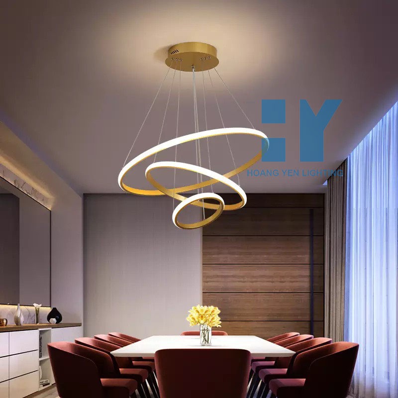 Đèn thả trang trí 3 vòng 3 chế độ màu ánh sáng tiện dụng dùng cho phòng khách, bàn ăn
