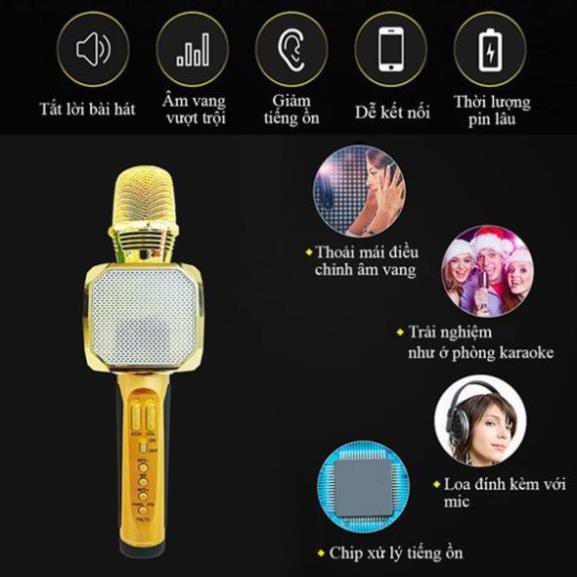 Micro karaoke bluetooth không dây SD-10, mic hát cầm tay hỗ trợ ghi âm thẻ nhớ USB