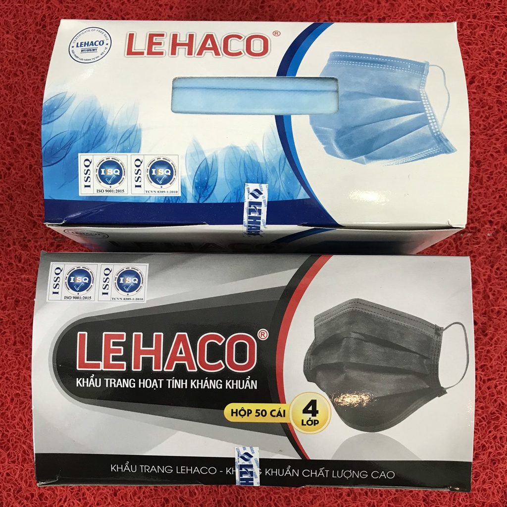 Khẩu Trang Y Tế 4 Lớp Kháng Khuẩn Cao Cấp Than Hoạt Tính LEHACO  50 cái / 1 hộp