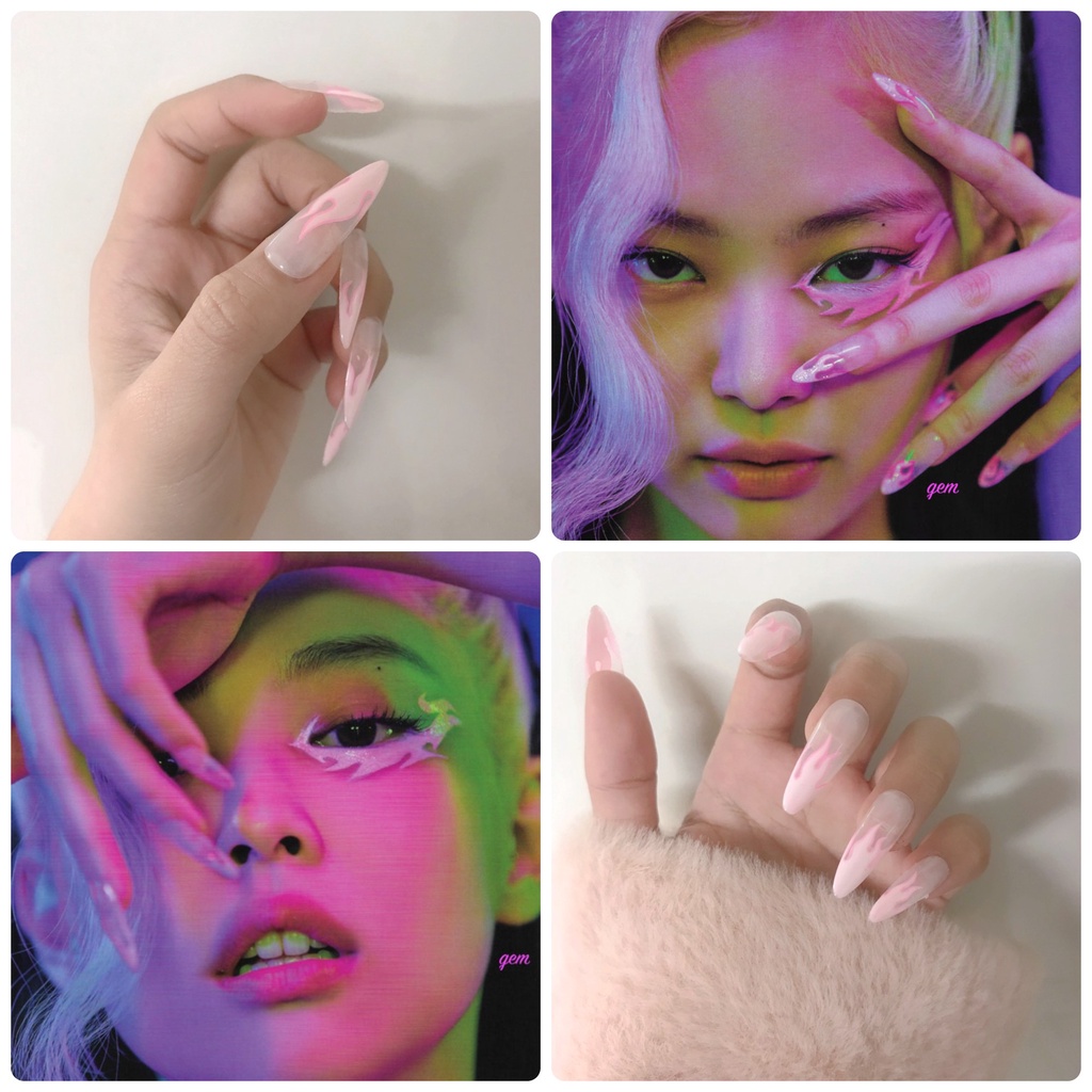 (Ảnh thật)Set Nailbox Jennie BlackPink How You Like That MV Móng giả úp Nail kpop