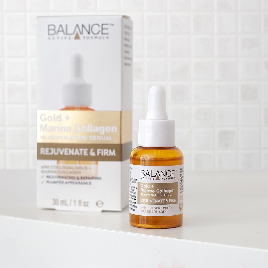 Combo Balance, serum + Kem Mắt Trẻ Hóa Da Balance Active Formula Gold Collagen Rejuvenating 30ml + 15ml