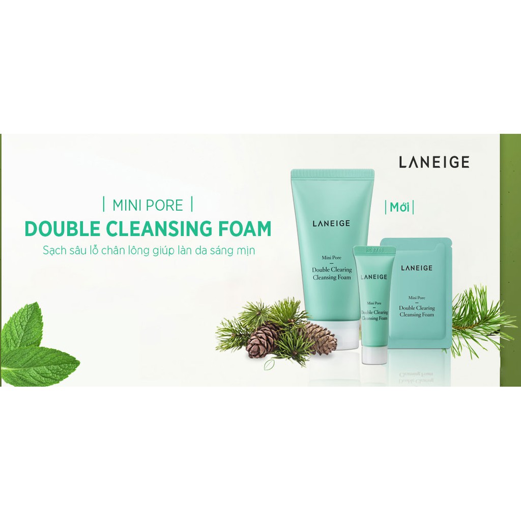 Sữa rửa mặt làm sạch sâu lỗ chân lông Laneige Mini Pore Double Clearing Cleansing Foam 150ml.