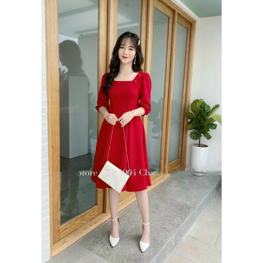 Đầm Xinh dạo phố đi tiệc đi chơi màu đỏ dễ thương